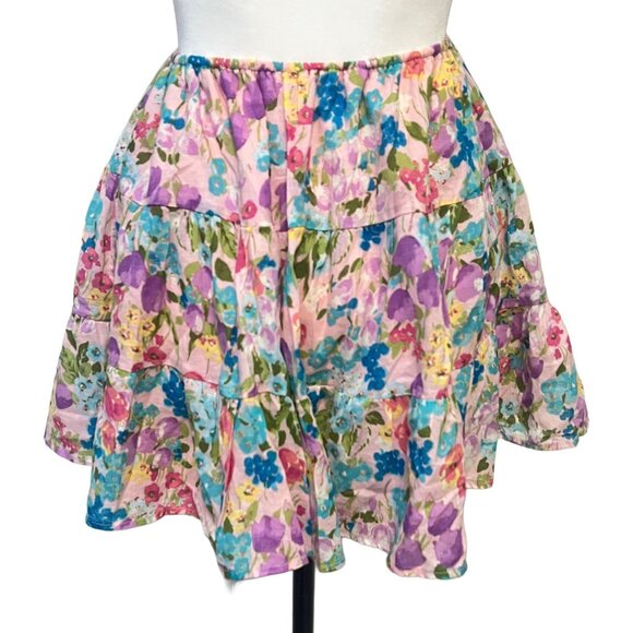 Sky To The Moon Cutout Floral Mini Dress Flare Puff Sleeve Smocked Open Back - Picture 10 of 12